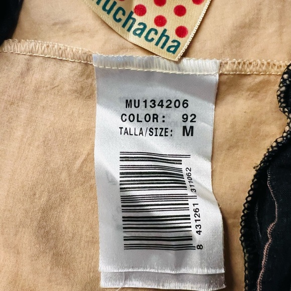 Muchacha Strapless Black and Peach Colored Tiered Midi Casual Dress Size Medium - Picture 10 of 15